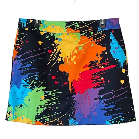 LOUDMOUTH GOLF Ladies Size 12 Black Paint Balls Activewear Stretch Skort NWT - Picture 1 of 6